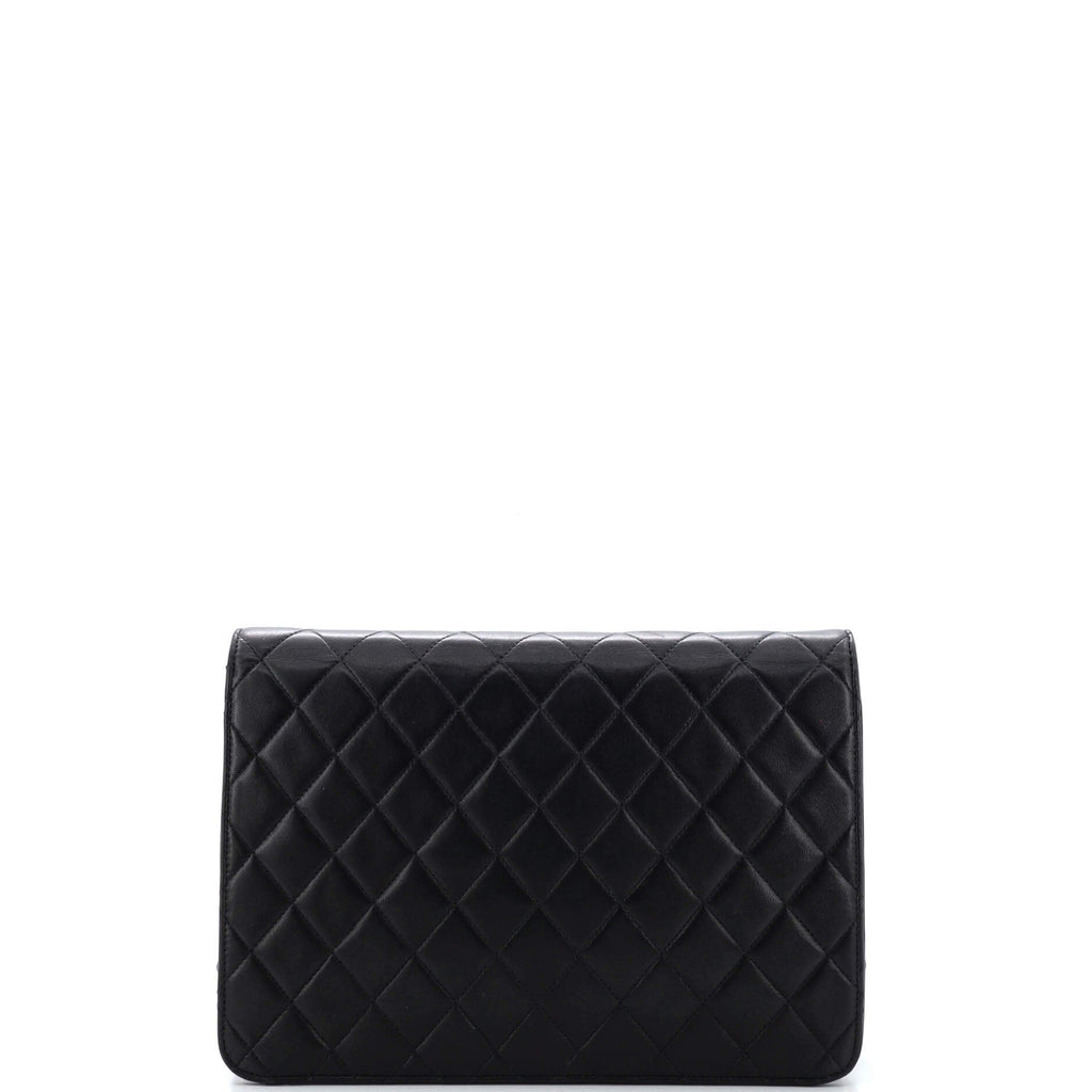 Vintage Clutch with Chain Quilted Leather Medium