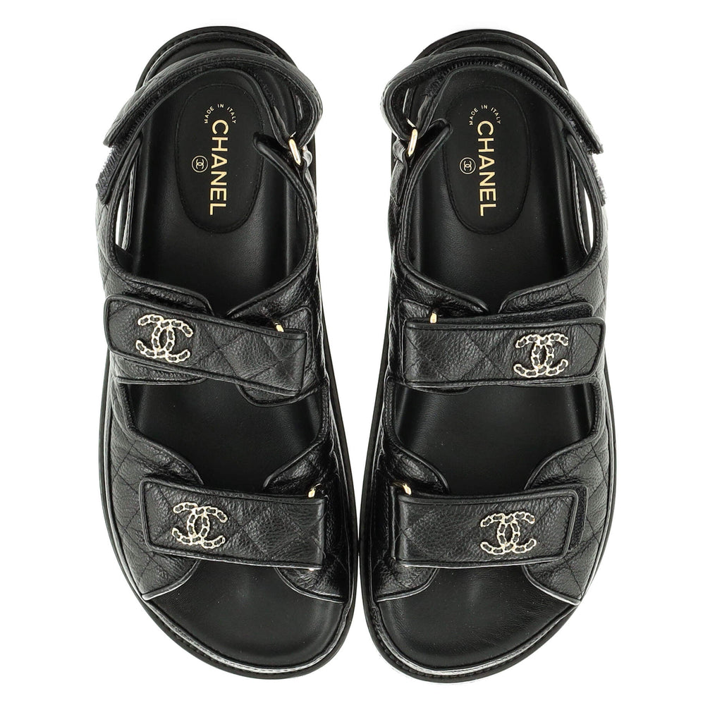 Women's Velcro Dad Sandals Quilted Leather