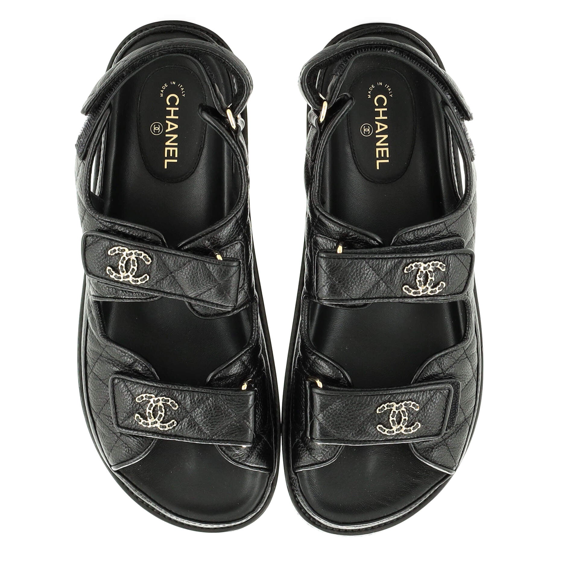 Women's Velcro Dad Sandals Quilted Leather
