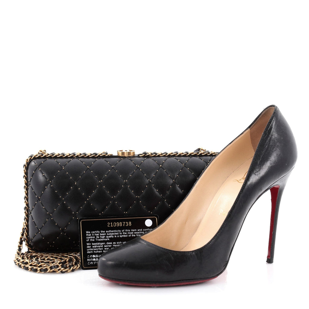 Chain Around Clutch Quilted Studded Lambskin Small