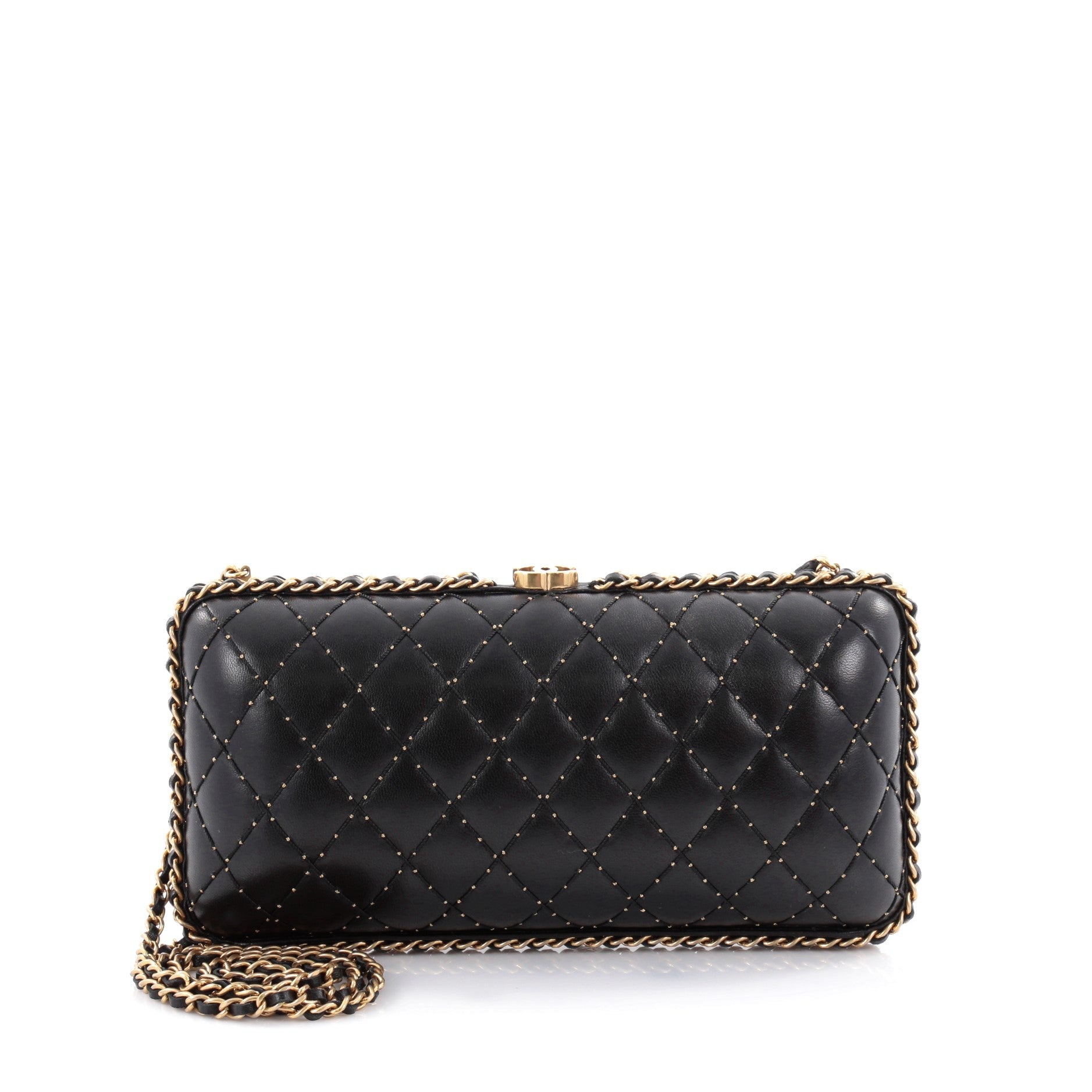 Chain Around Clutch Quilted Studded Lambskin Small