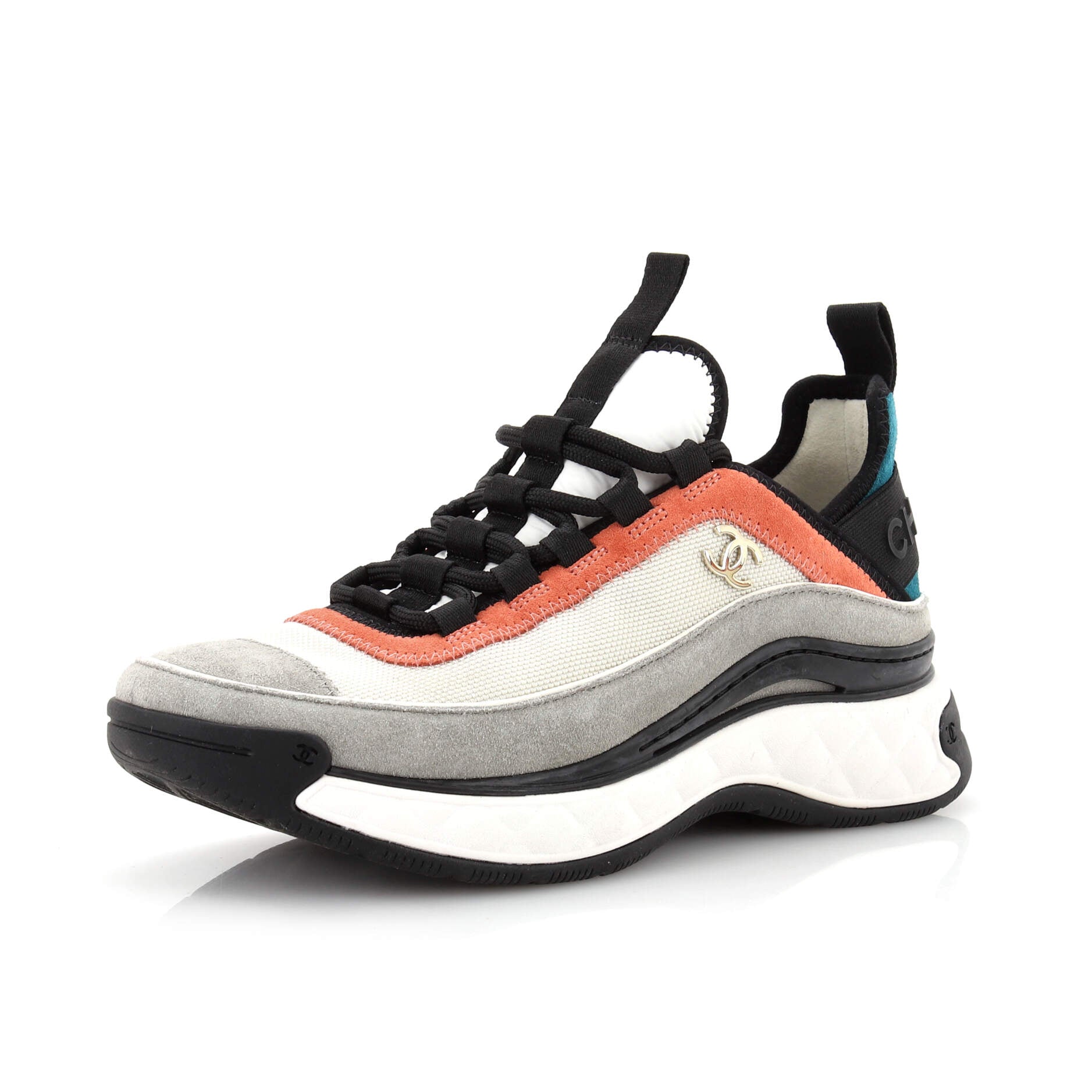 Women's CC Cap Toe Logo Sneakers Suede and Mixed Fibers