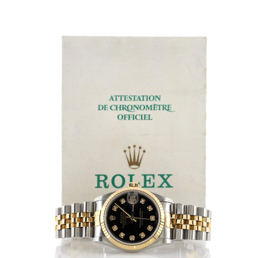 Oyster Perpetual Datejust Automatic Watch Stainless Steel and Yellow Gold with Diamond Markers 28