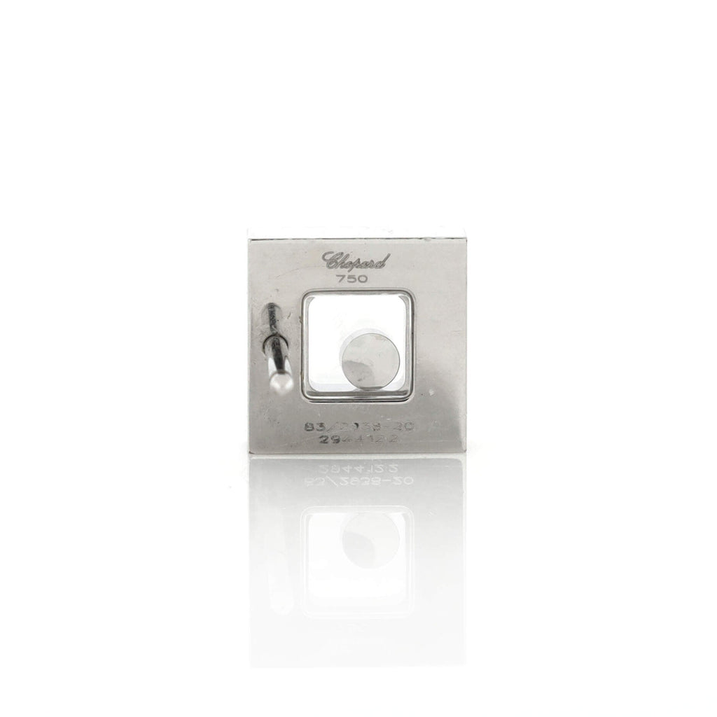 Happy Diamonds Square Stud Earrings 18K White Gold with 1 Floating Diamond