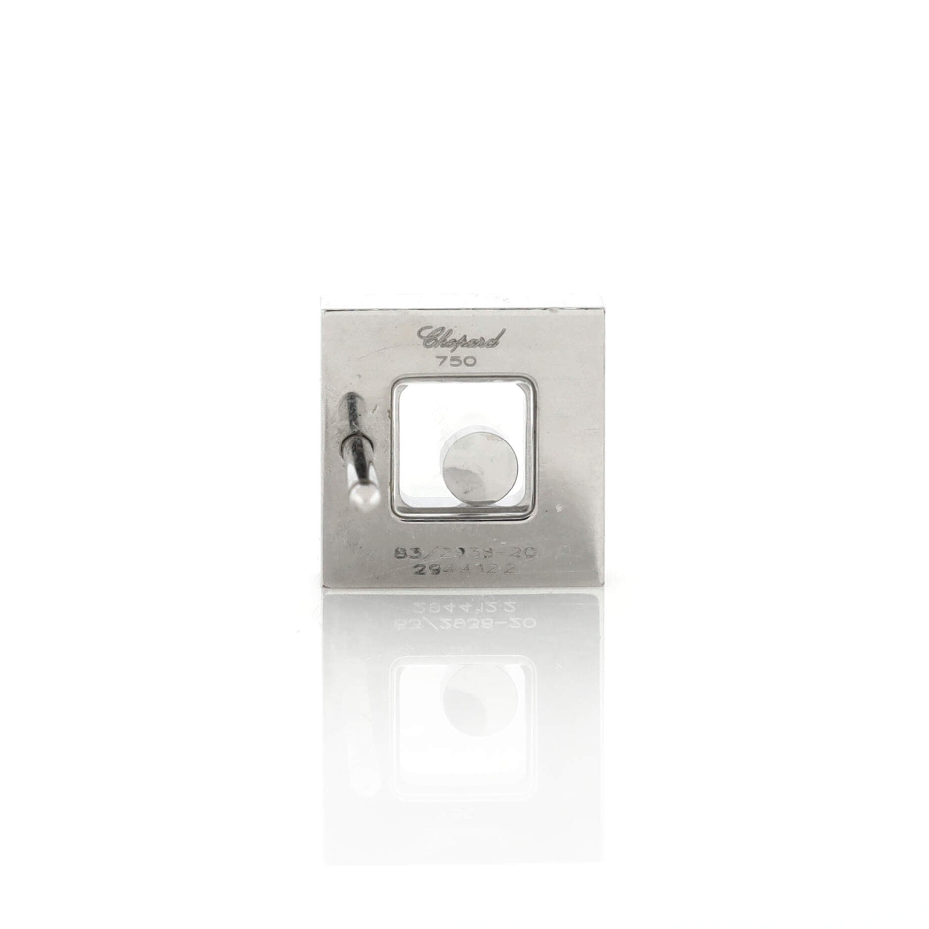 Happy Diamonds Square Stud Earrings 18K White Gold with 1 Floating Diamond