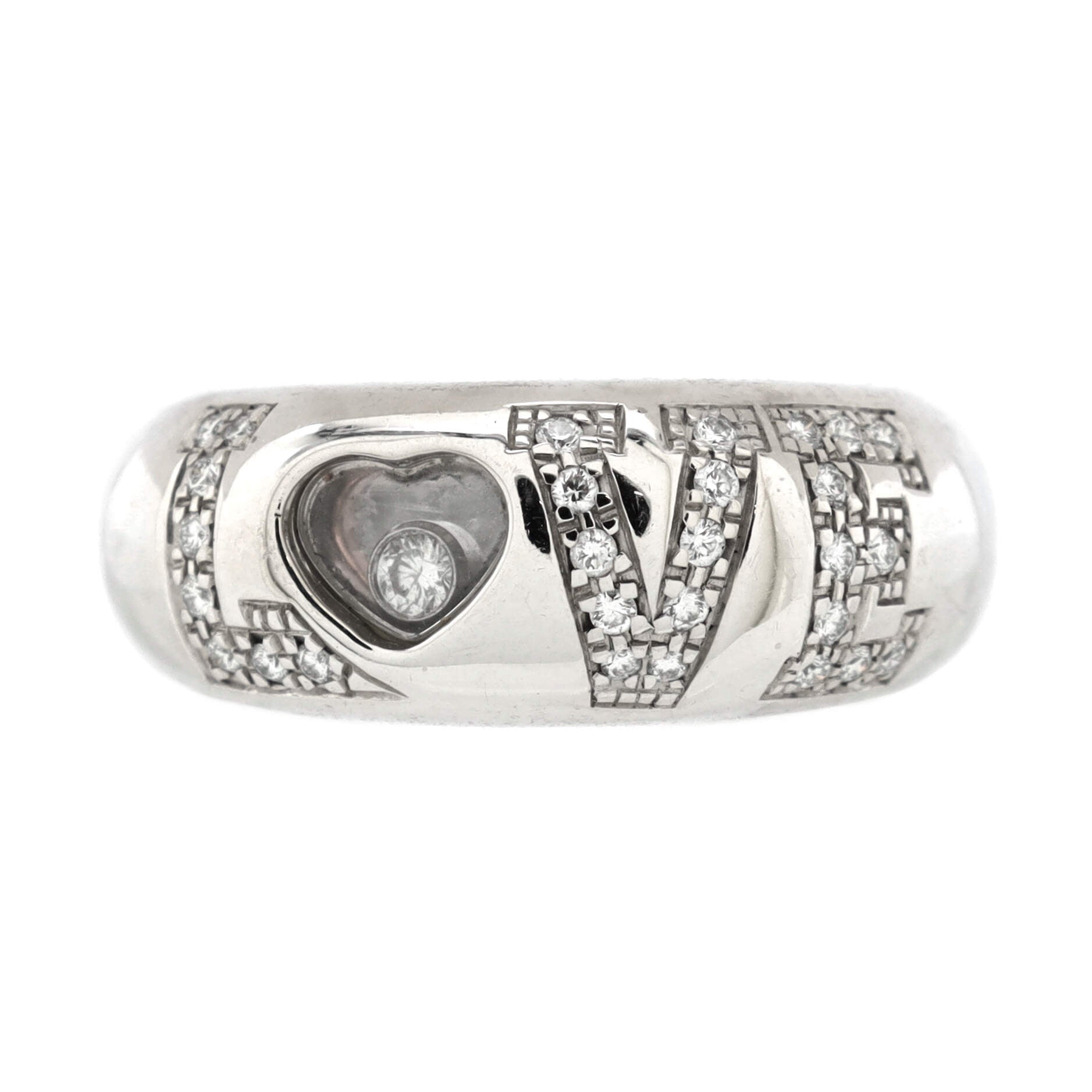 Happy Diamonds Love Band Ring 18K White Gold and Diamonds