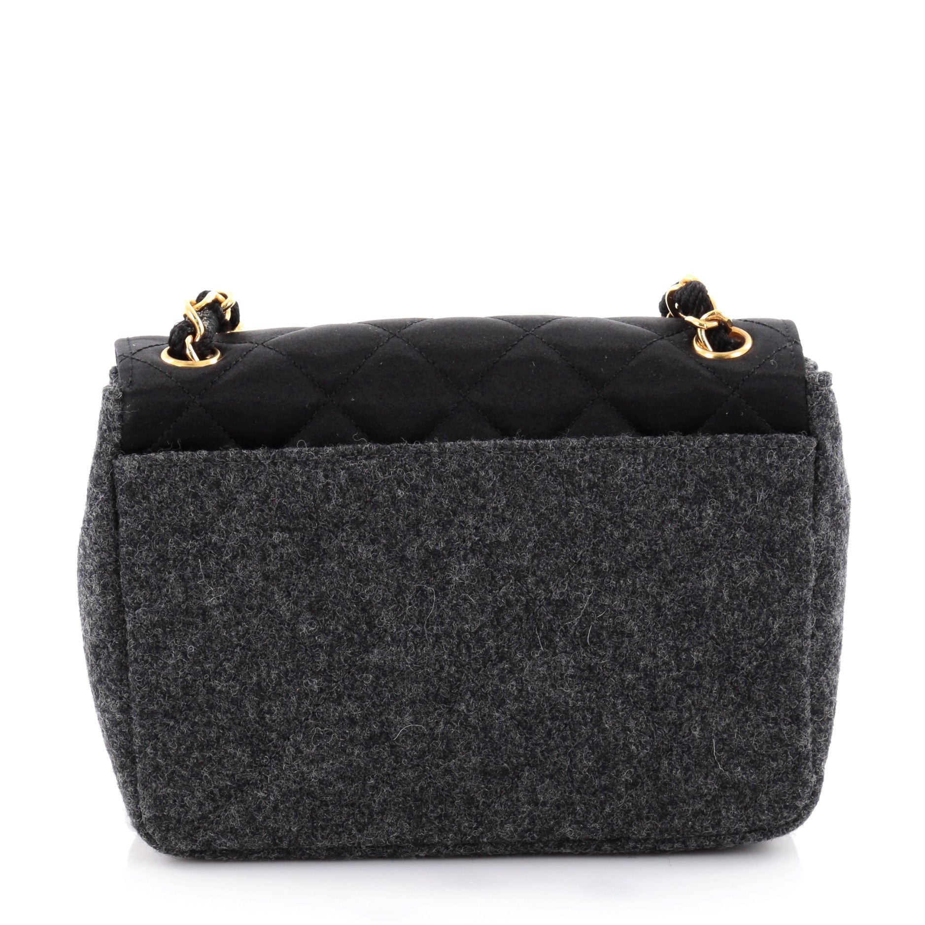 Vintage CC Chain Flap Bag Quilted Wool and Satin Mini