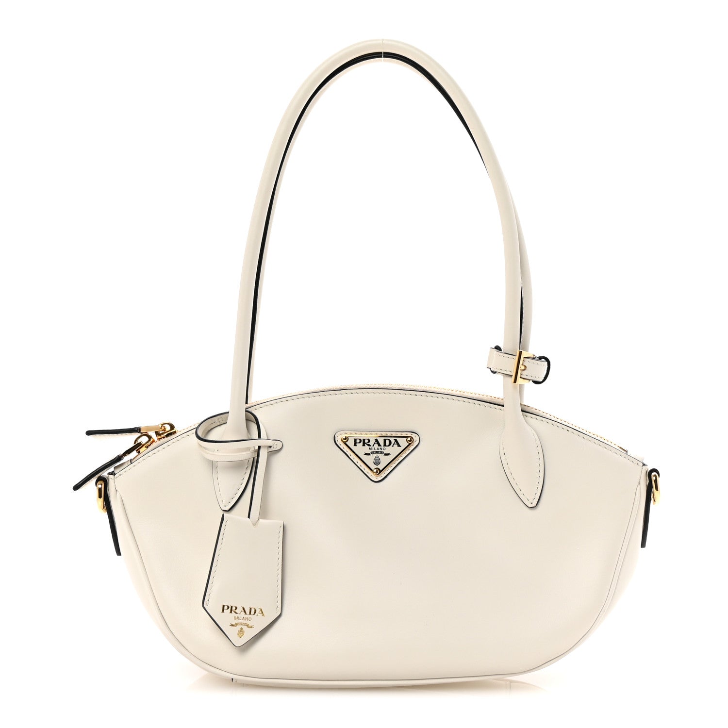 City Calfskin Small Triangle Shoulder Bag White