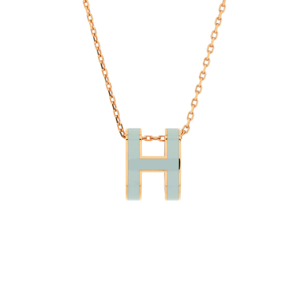 Pop H Pendant Chain Necklace Metal and Enamel
