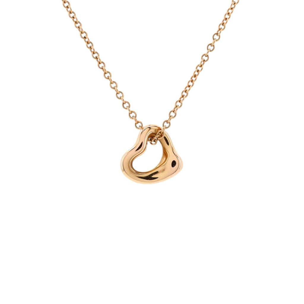 Elsa Peretti Open Heart Pendant Necklace 18K Rose Gold 7mm