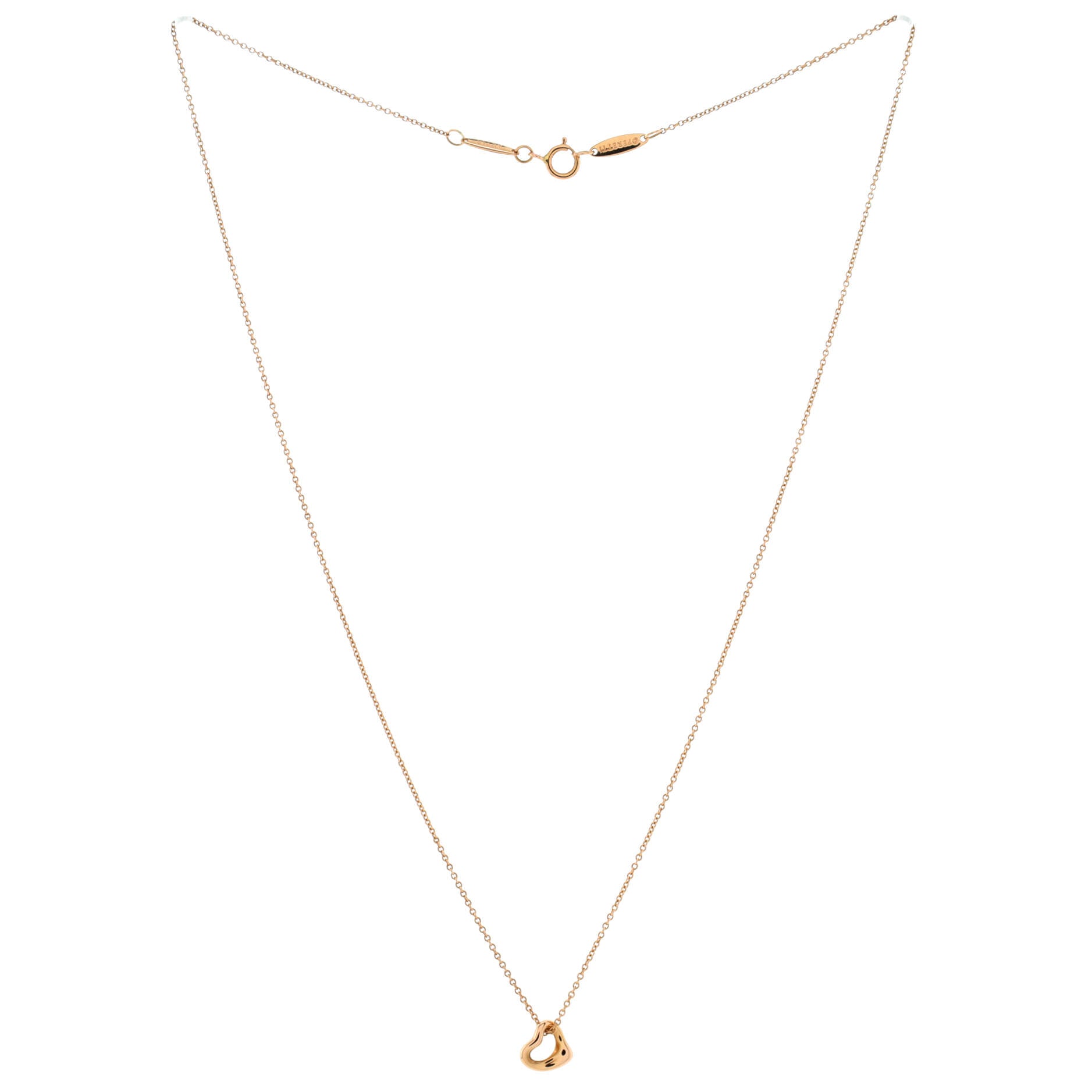 Elsa Peretti Open Heart Pendant Necklace 18K Rose Gold 7mm
