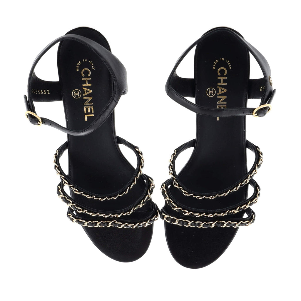 Women's Chain Ankle Strap Sandals Leather