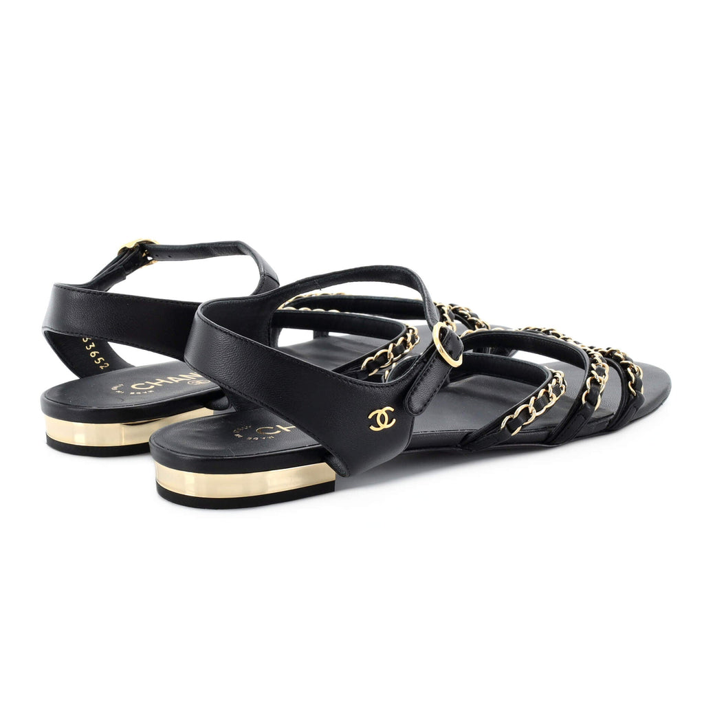 Women's Chain Ankle Strap Sandals Leather