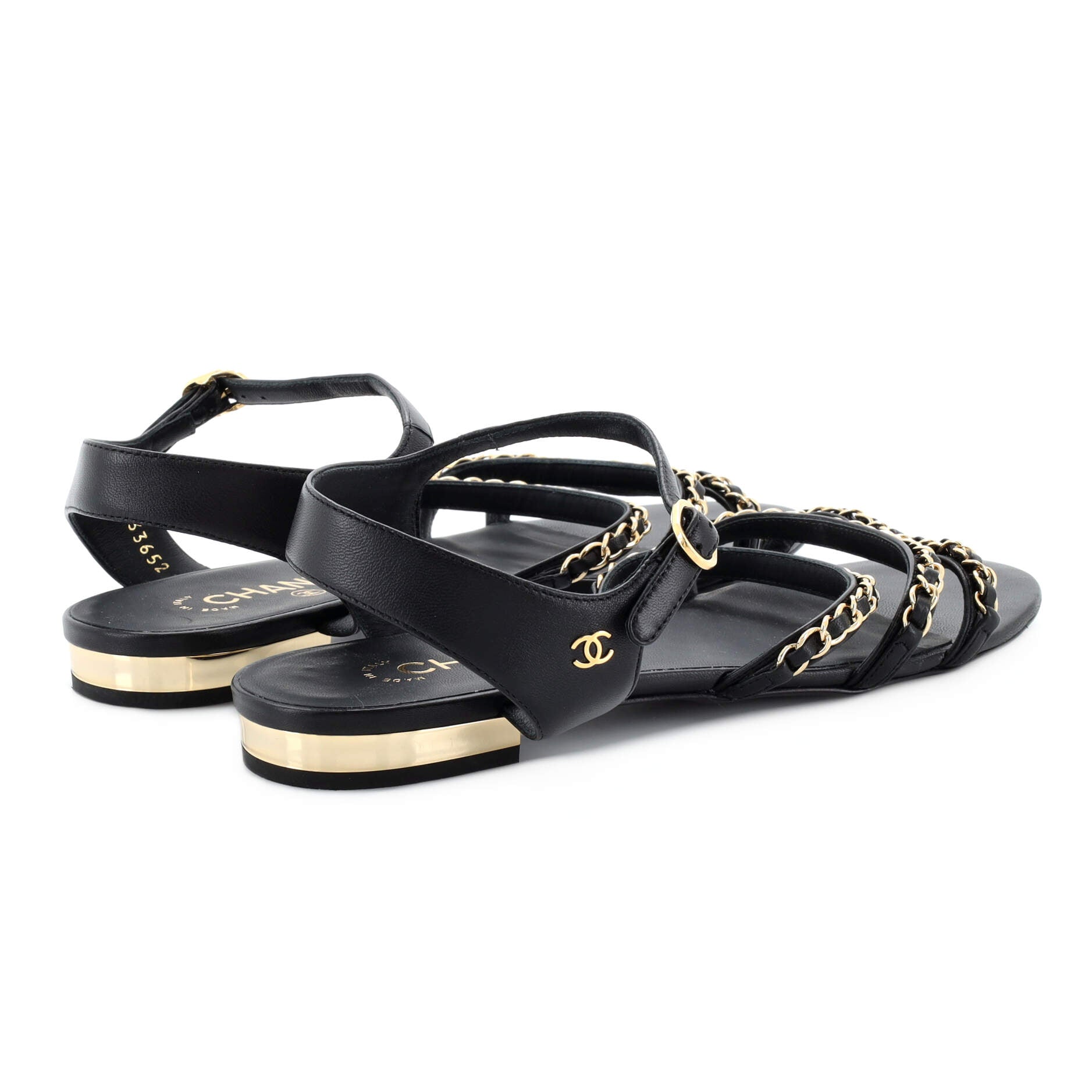 Women's Chain Ankle Strap Sandals Leather