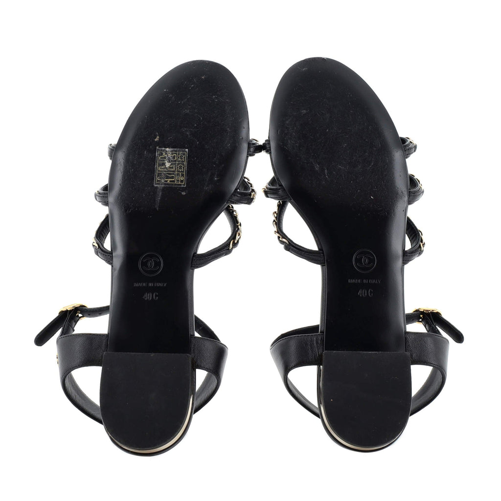 Women's Chain Ankle Strap Sandals Leather