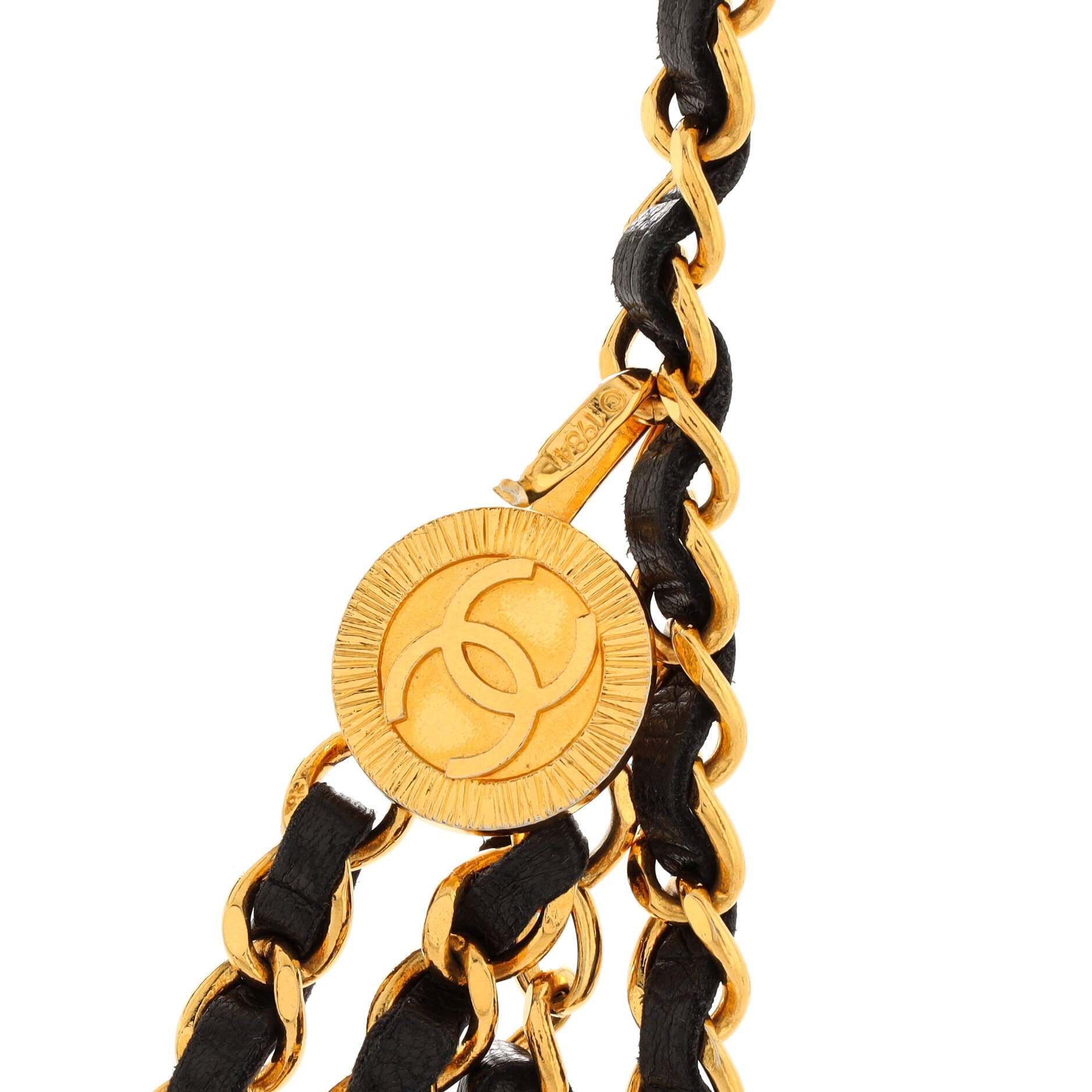 Vintage Multi-Chain Medallion Belt Metal and Leather 85