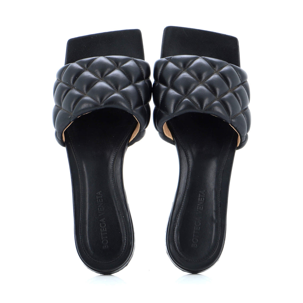 Women's Rubber Lido Flat Sandals Quilted Embossed Leather