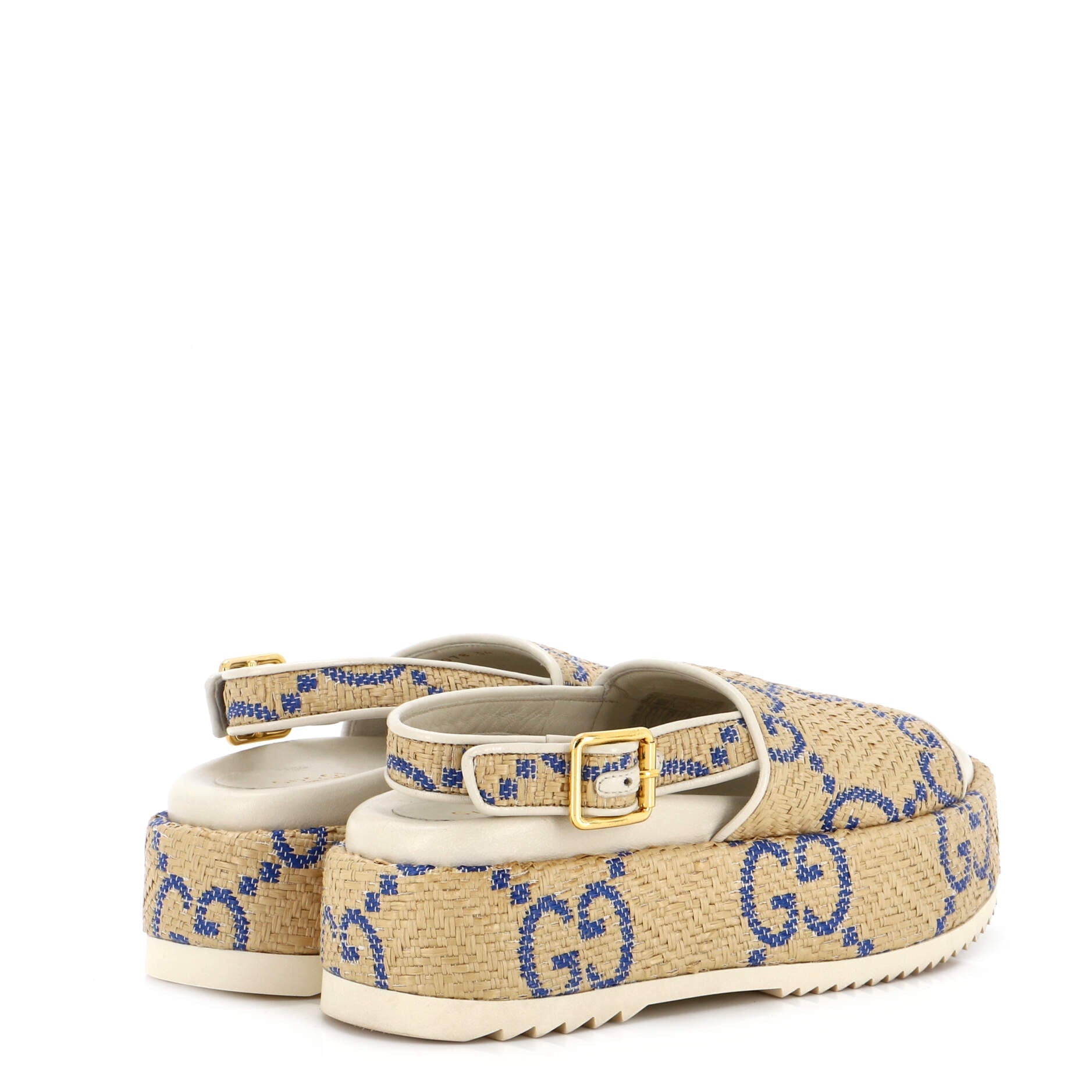 Women's Slingback Platform Sandals Jumbo GG Raffia