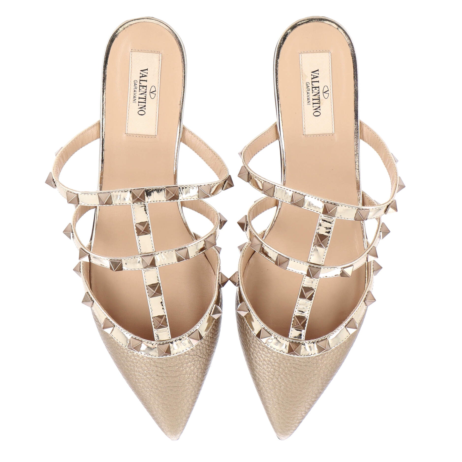 Women's Rockstud Flat Mules Leather