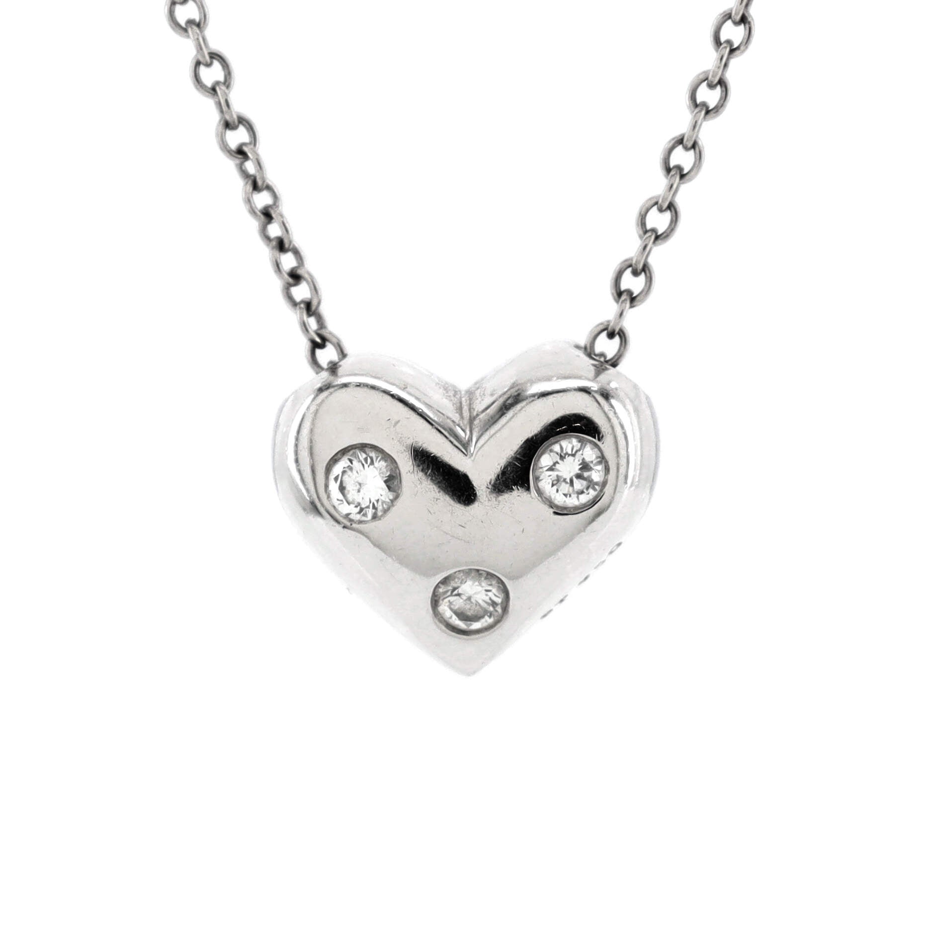 Etoile Heart 3 Diamond Pendant Necklace Platinum with Diamonds