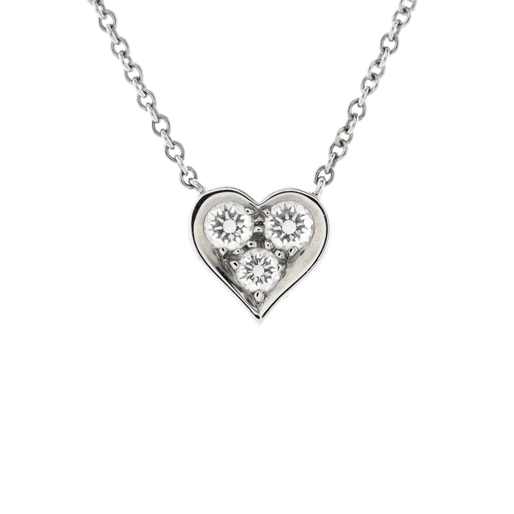 Heart 3 Diamond Pendant Necklace Platinum with Diamonds
