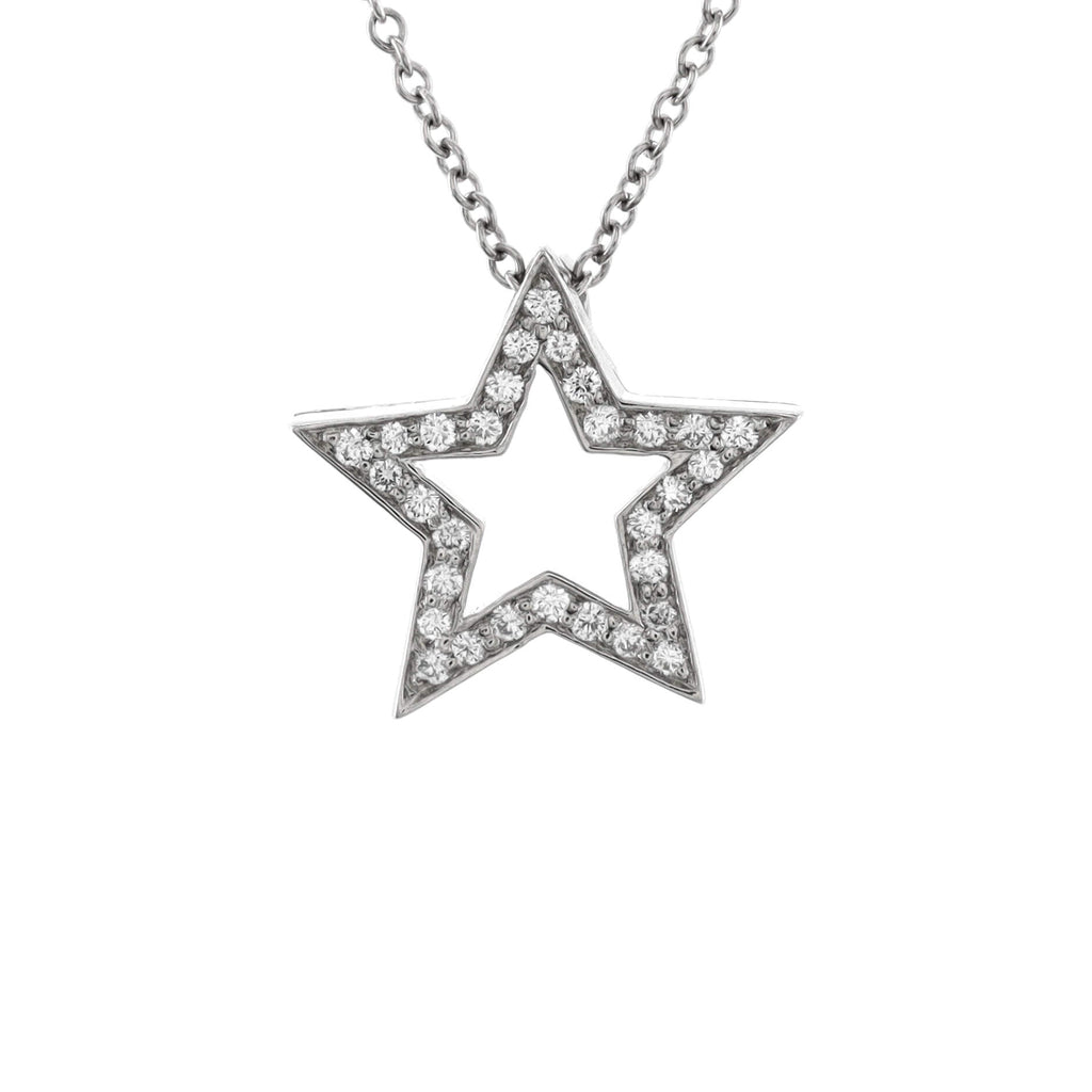 Star Pendant Necklace Platinum with Diamonds