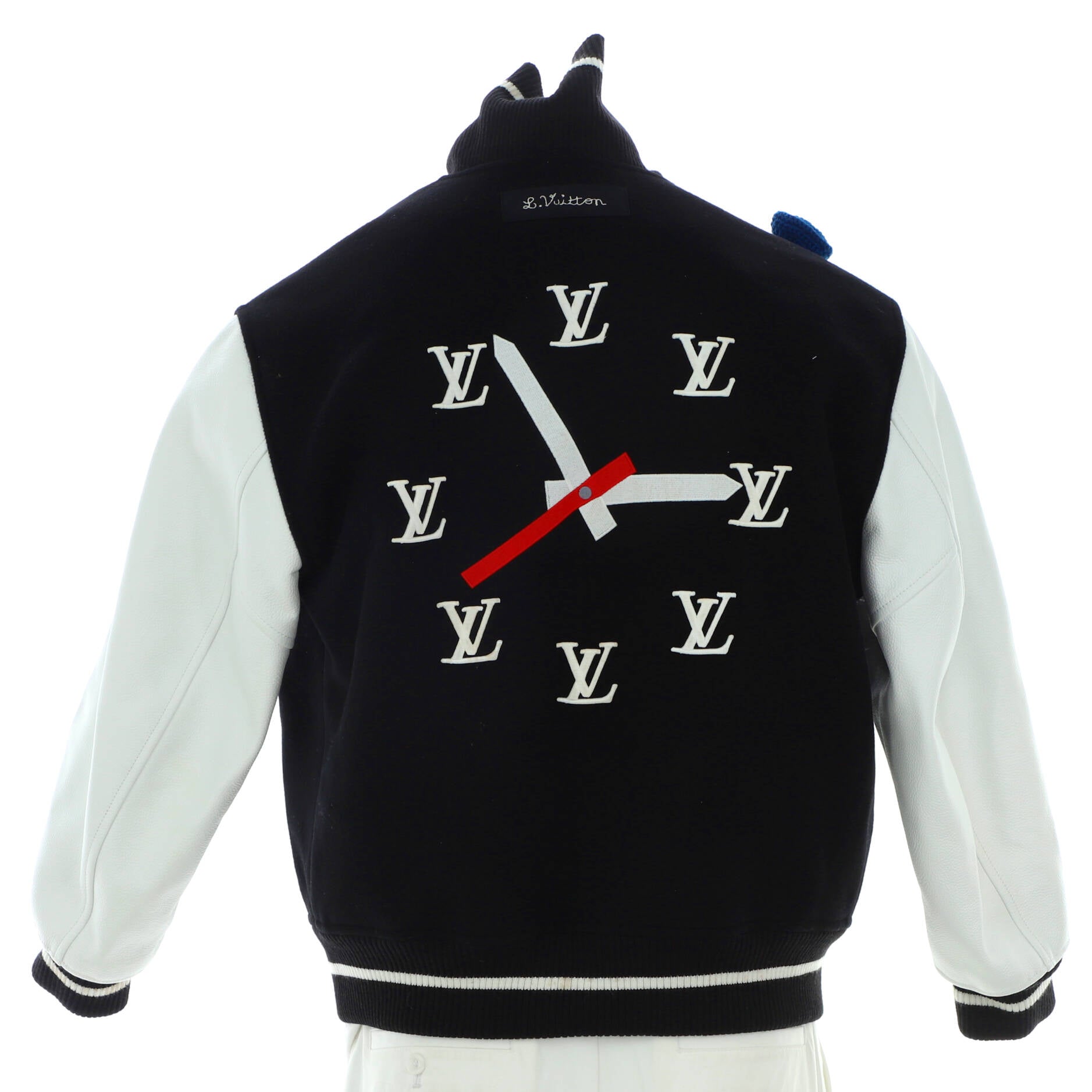 Men's Puppet Bomber Jacket Embroidered Wool and Leather