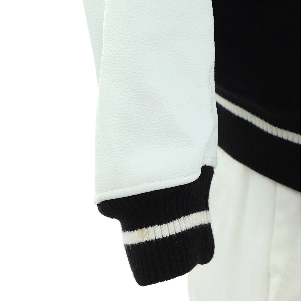 Men's Puppet Bomber Jacket Embroidered Wool and Leather