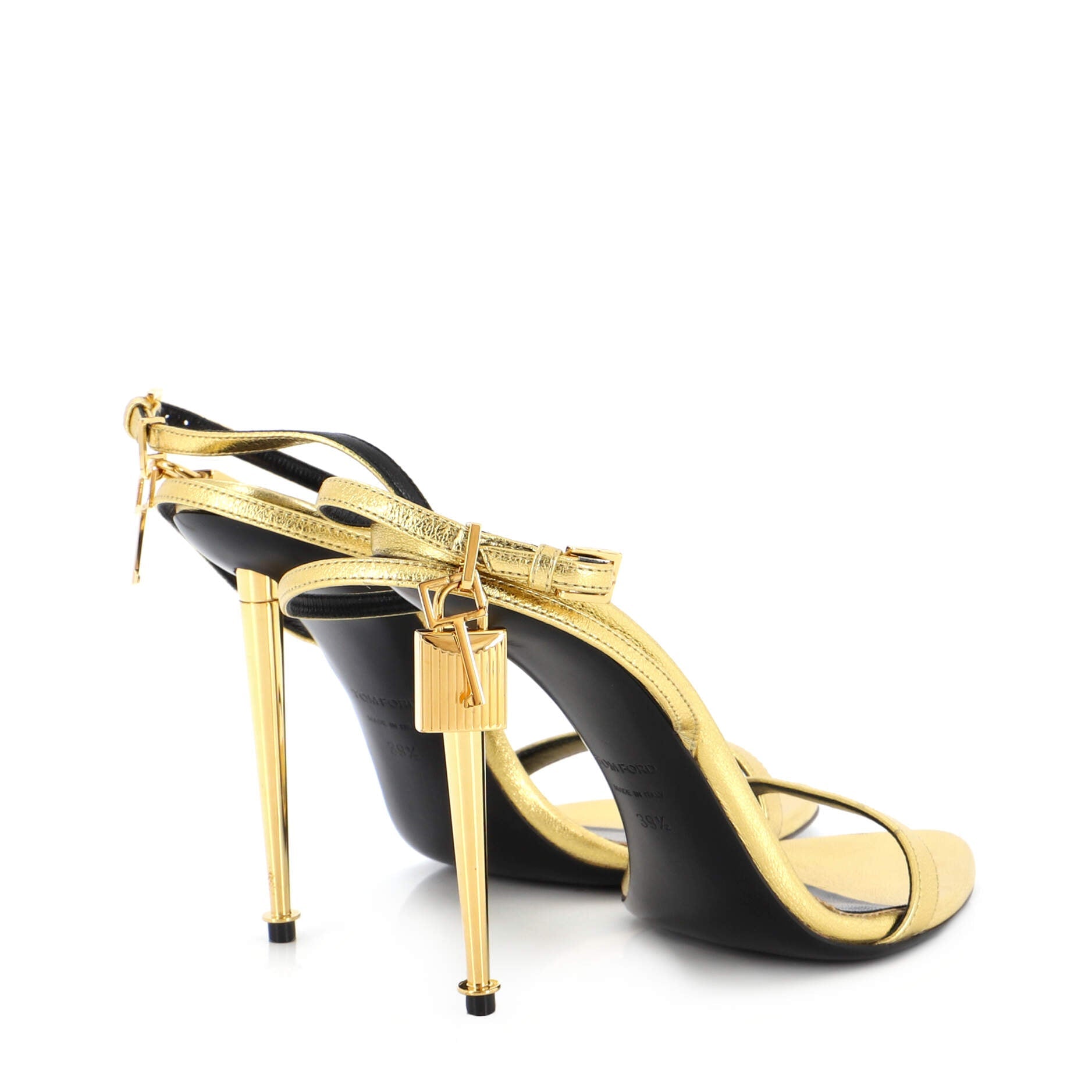Women's Padlock Pointy Naked Heeled Sandals Leather 105