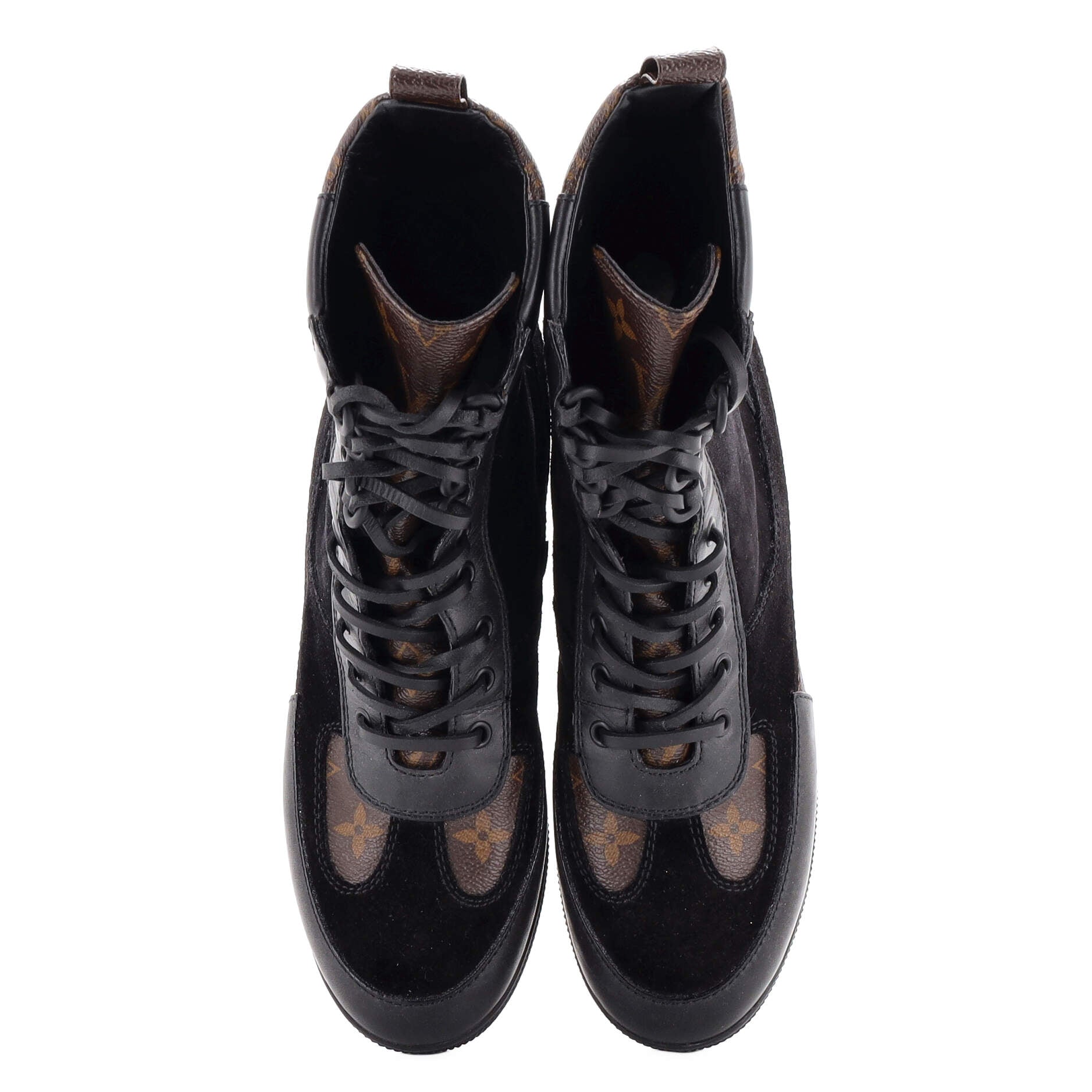 Women's Laureate Platform Desert Boots Suede with Monogram Canvas