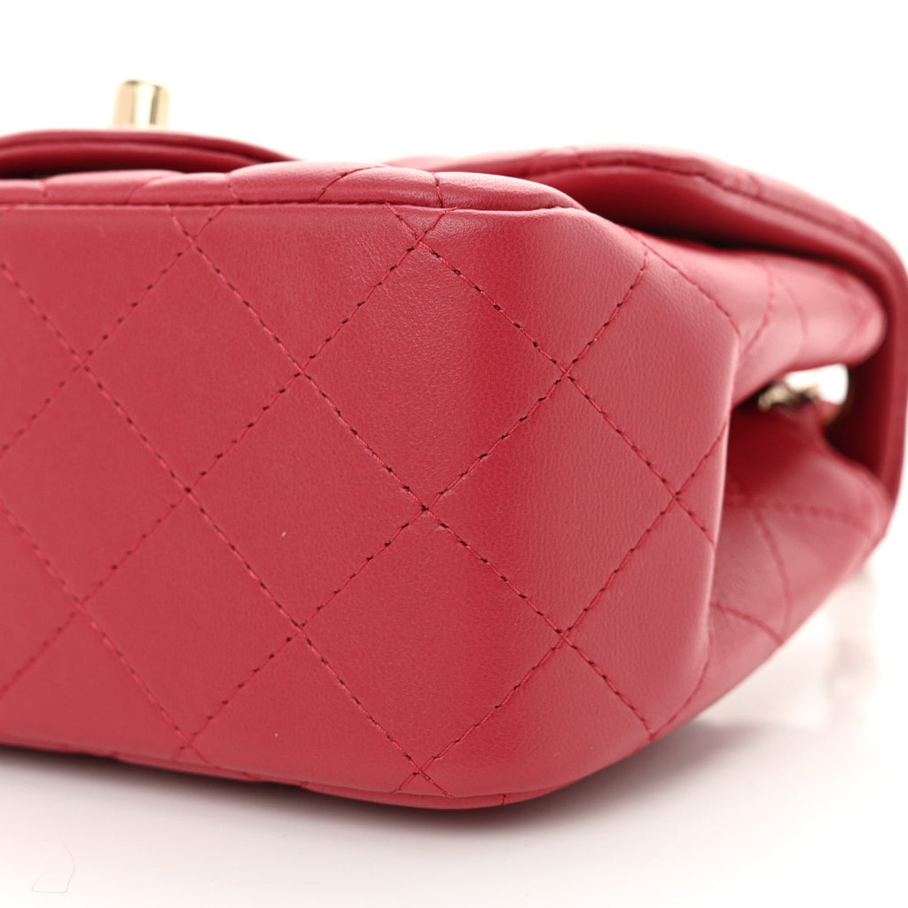 Lambskin Quilted Mini Square Flap Dark Pink