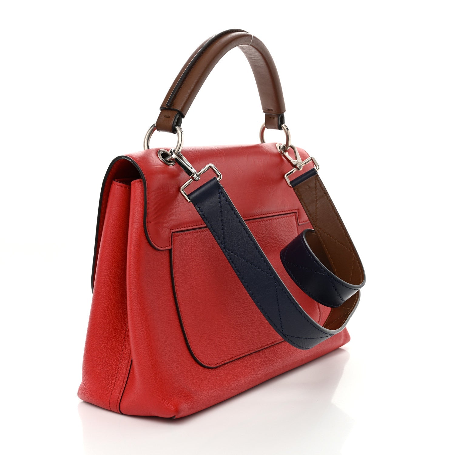 Monogram Cuir Plume Ecume Very Handle Shoulder Bag Rouge Rubis Noisette