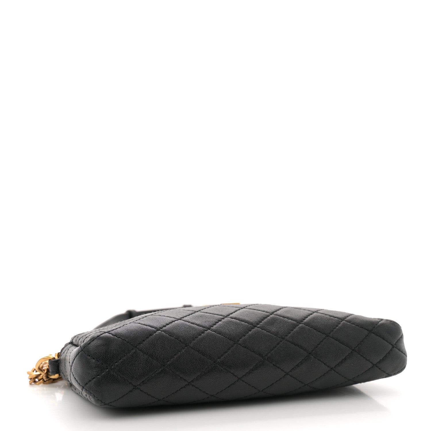 Lambskin Quilted Gaby Zipped Pouch Black