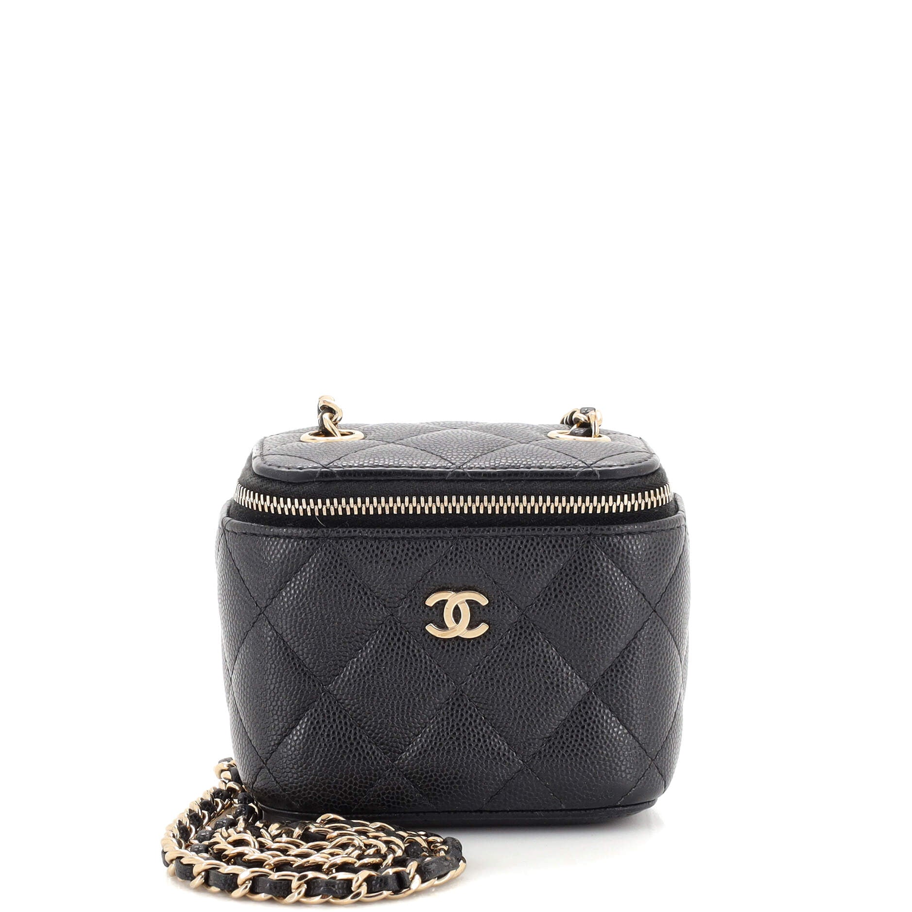 Classic Vanity Case with Chain Quilted Caviar Mini