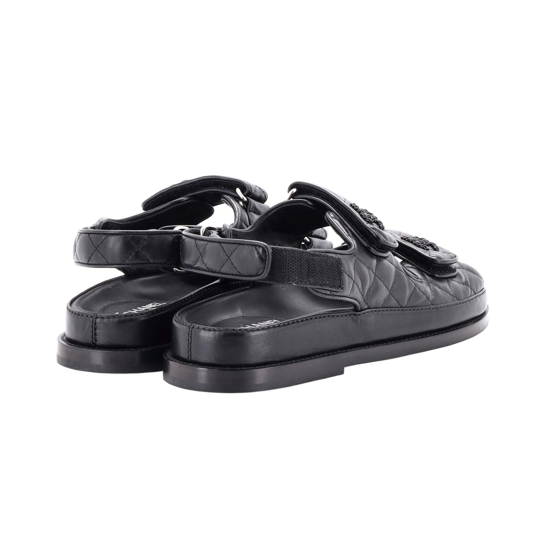Women's Velcro Dad Sandals Quilted Leather