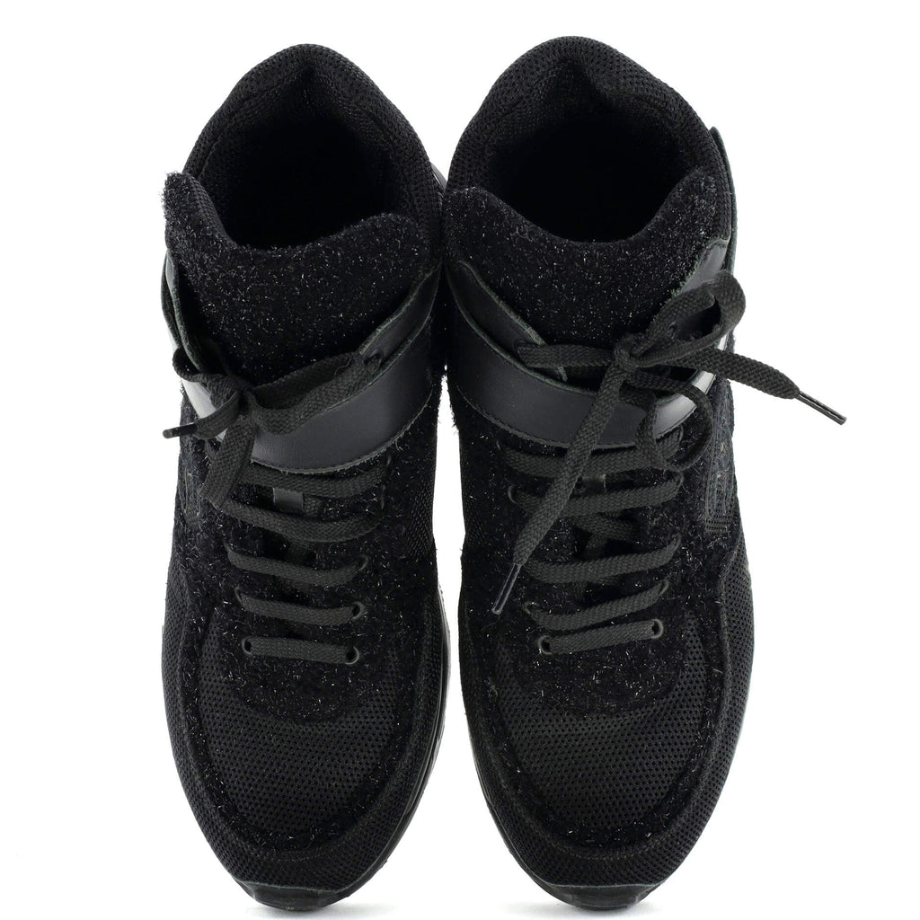 Women's CC High-Top Wedge Sneakers Mesh and Glitter Fabric