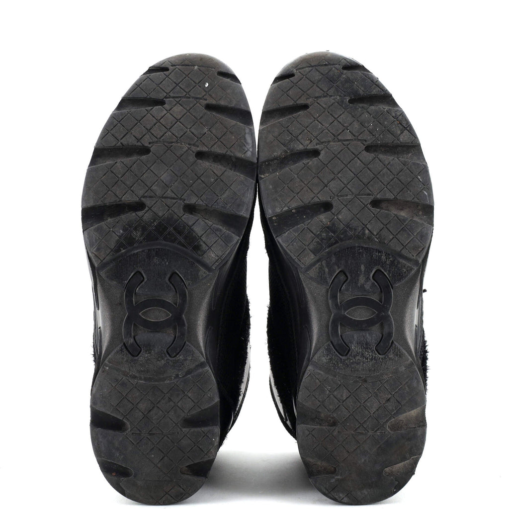 Women's CC High-Top Wedge Sneakers Mesh and Glitter Fabric