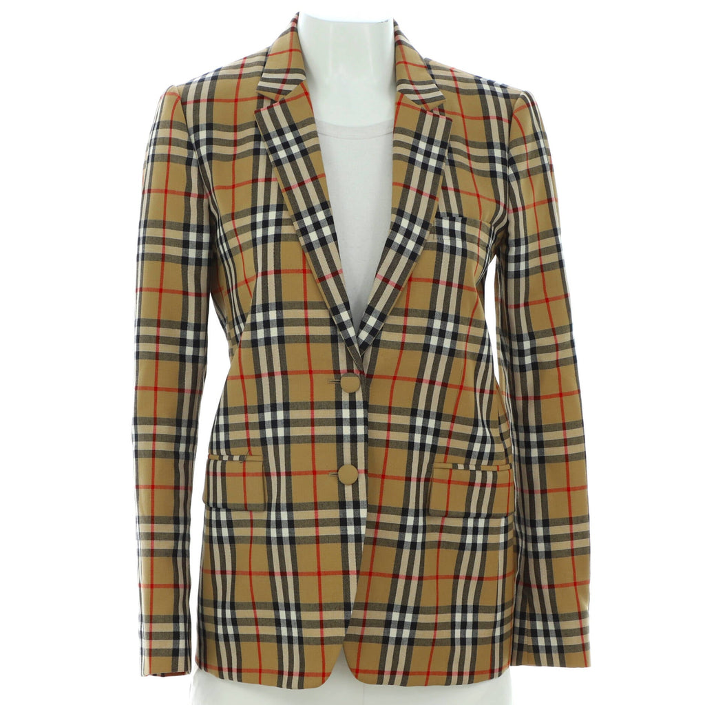 Women's Button Up Blazer Vintage Check Wool
