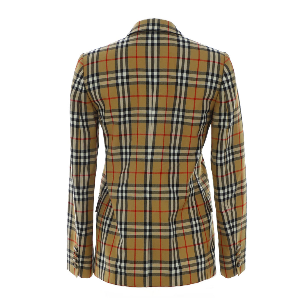 Women's Button Up Blazer Vintage Check Wool