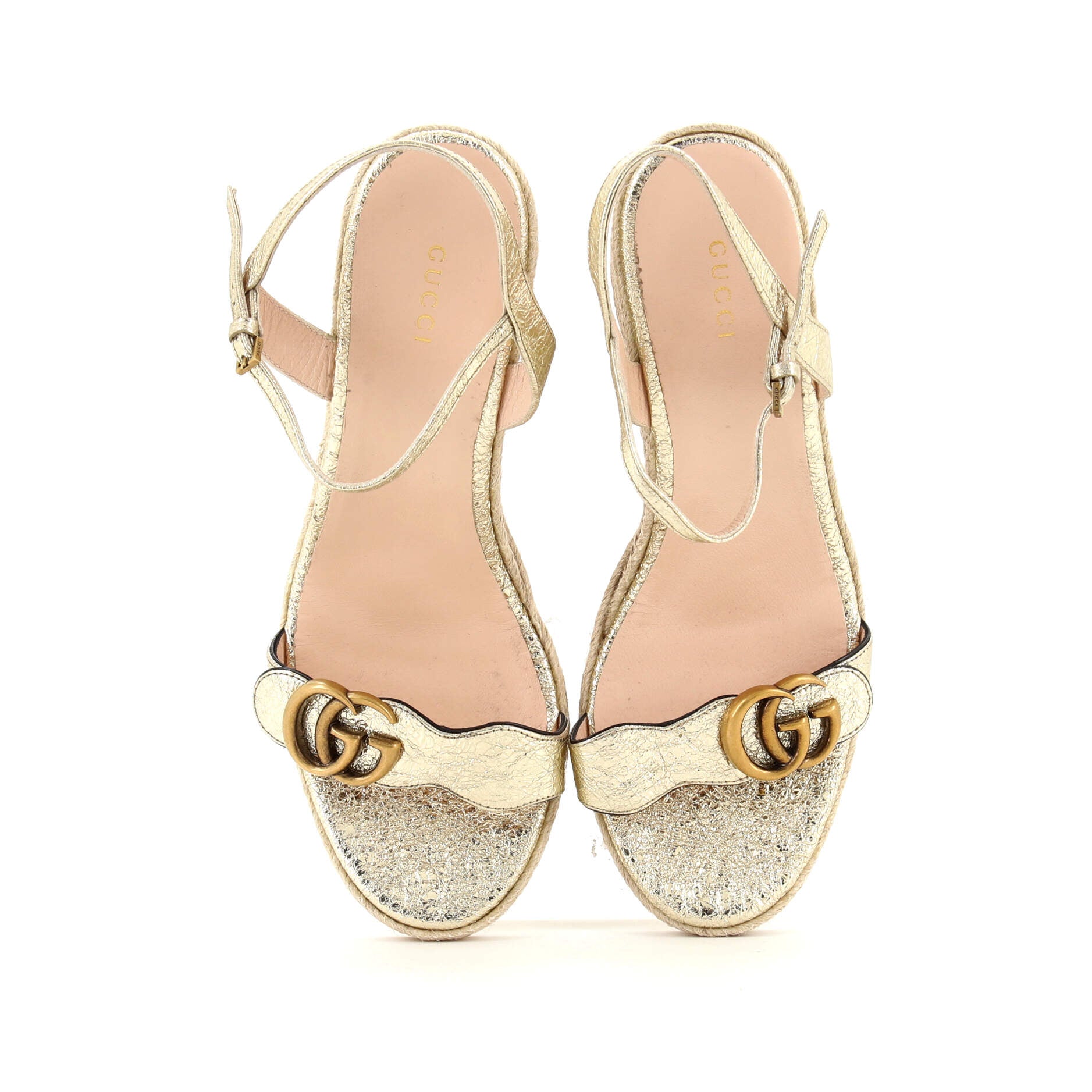 Women's GG Marmont Wedge Espadrille Sandals Leather