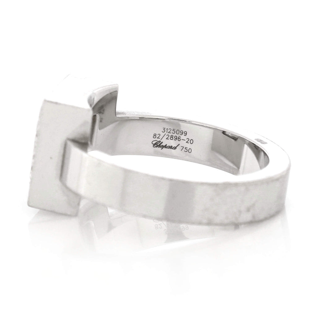 Happy Diamonds Icons Square Ring 18K White Gold with Diamonds and 1 Floating Diamond