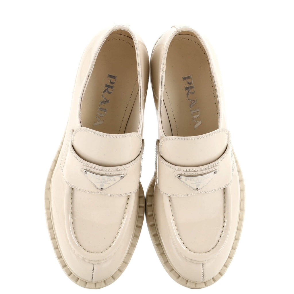 Women's Triangle Logo Loafers Spazzolato Leather