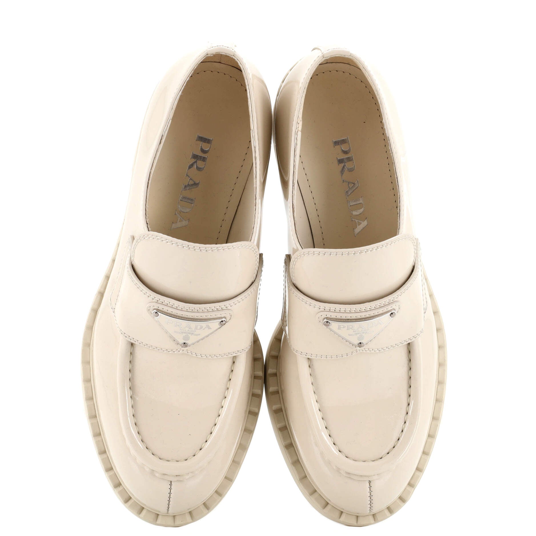 Women's Triangle Logo Loafers Spazzolato Leather