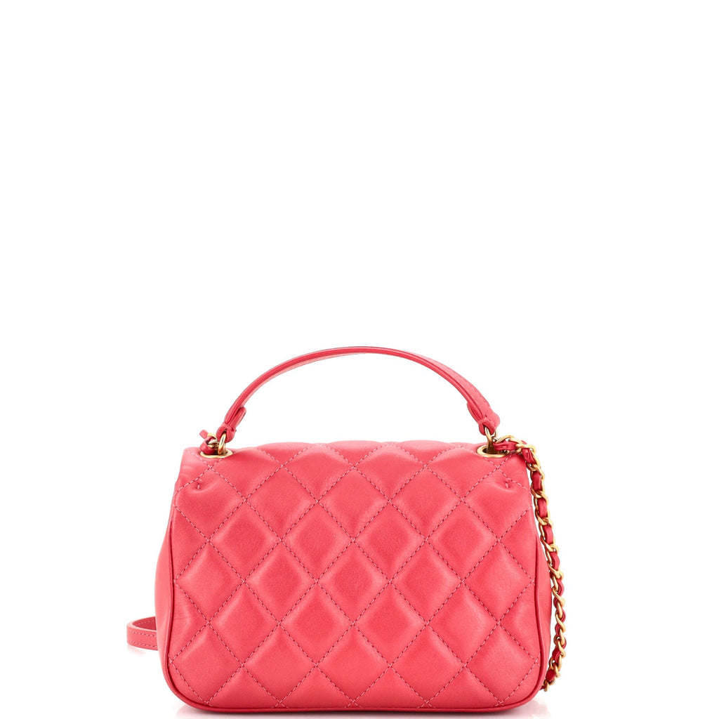 Front Pocket Top Handle Flap Bag Quilted Calfskin Mini