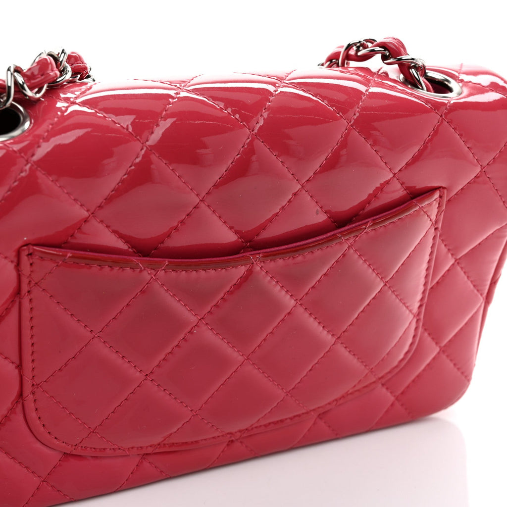 Patent Calfskin Quilted Mini Rectangular Flap Pink