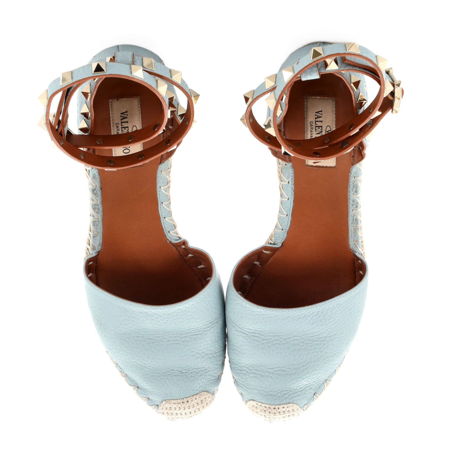 Women's Rockstud Wedge Espadrilles Leather