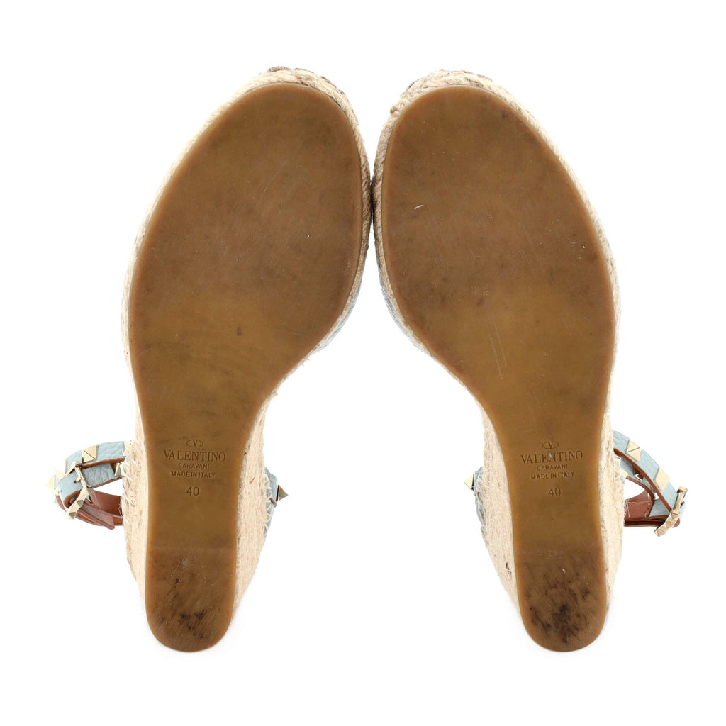 Women's Rockstud Wedge Espadrilles Leather