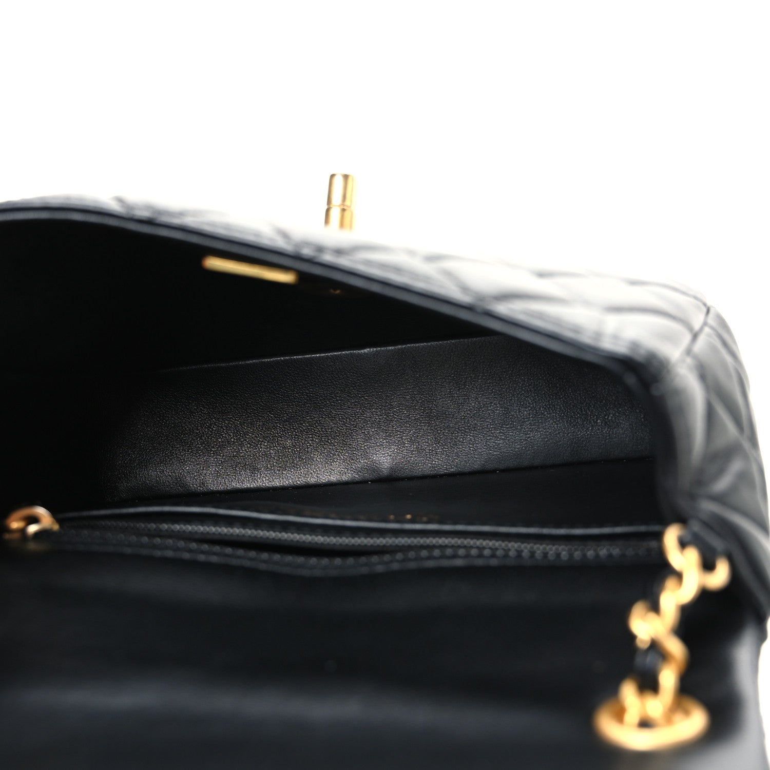 Lambskin Enamel Quilted Mini Coco Hearts Square Flap Black