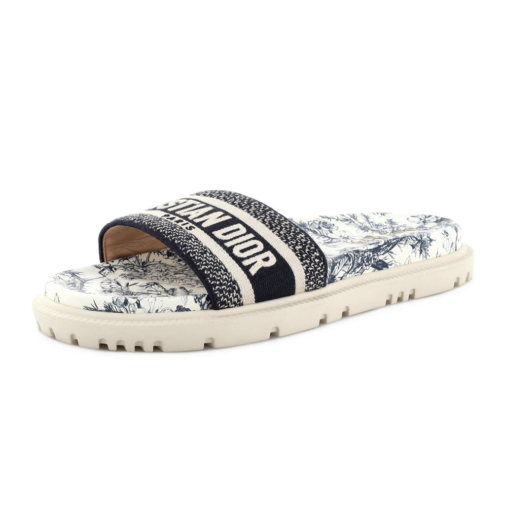 Women's Dway Slide Sandals Embroidered Canvas and Rubber