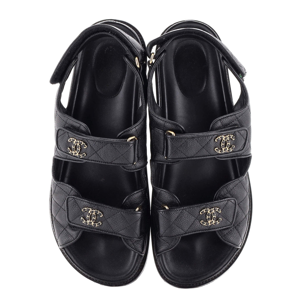 Women's Velcro Dad Sandals Quilted Leather